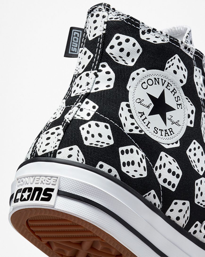 Men's Converse Chuck Taylor All Star Pro Dice Skate Shoes Black / White | AU 9061EC